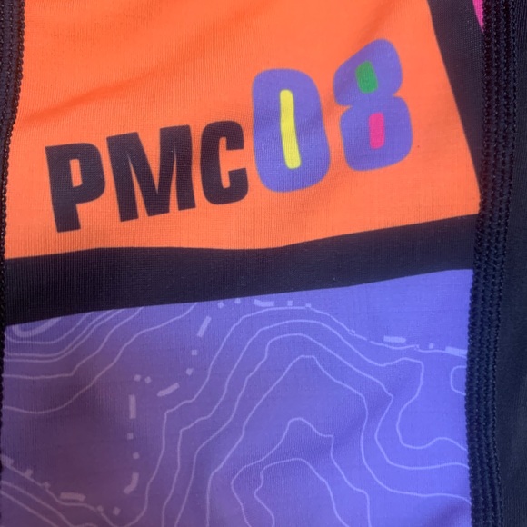 VOmax PMC08 Pan Mass Challenge PMC 2008 Cycling Racing Padded Shorts Size L Neon - Picture 3 of 11